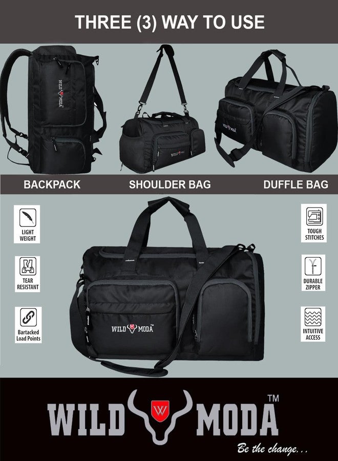 WILD MODA 45L FlexForce: All-in-One Travel, Trekking, Duffel Bag, Sports & Gym Bag (Black) - Image 4
